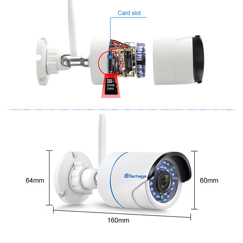 Techage 1080 P del IP di WIFI Della Macchina Fotografica Interna Esterno Impermeabile telecamera di