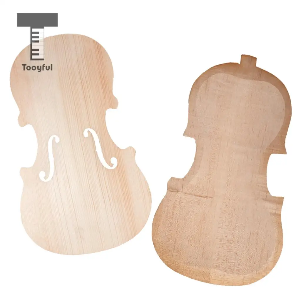 Tooyful 1 Set Unfinished Violins Fiddle Spruce Panel Plate+ Maple Backplate DIY Luthier Tools