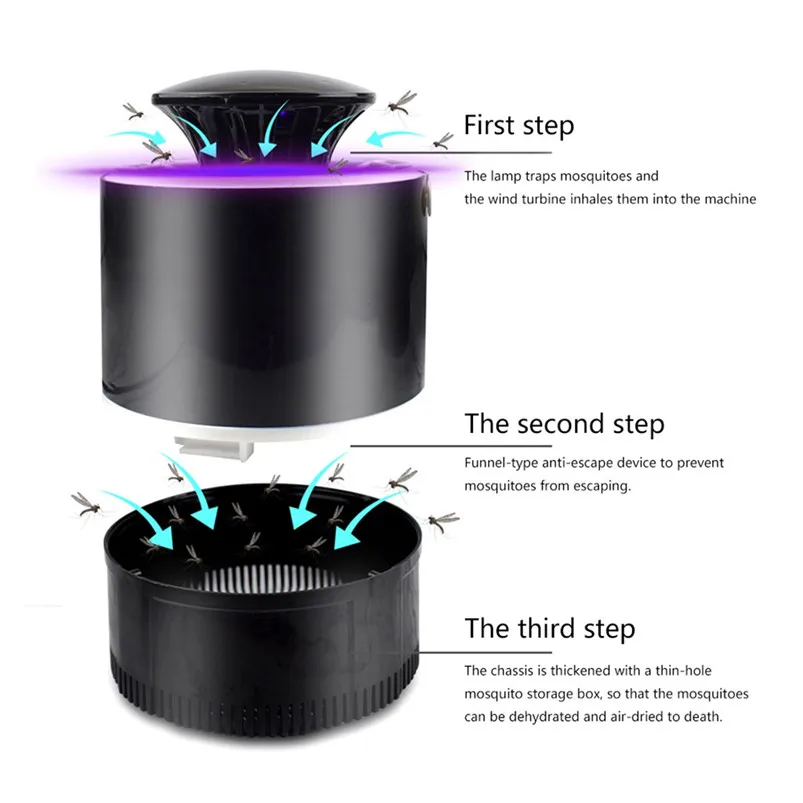 Washable Mosquito Killer Light 5W USB Mosquito Repeller Smart Optically Controlled Insect Killing Lamp Luminaria 40MR1108