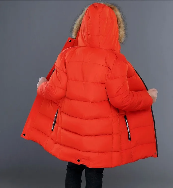 15 Детская одежда зимняя одежда хлопковые пальто Новинка года; утепленная куртка с хлопковой подкладкой для мальчиков зимняя куртка для маленьких мальчиков средней высоты 14 лет - Цвет: Оранжевый