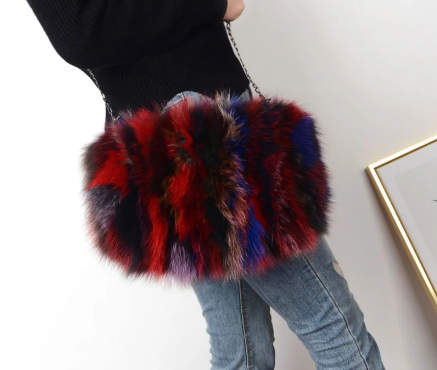 

2009 Fashion Fox Fur and Fur Bag Girl Single Shoulder Chain Slanting Real Fur