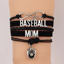 10 шт./партия) знак бесконечности Любовь Бейсбол Браслет мамы бейсбольная перчатка браслеты с подвесками ювелирные изделия браслет дружбы для женщин