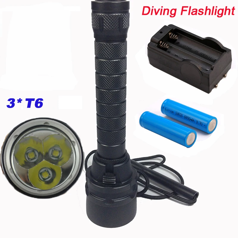 

High brightness 3*T6 Flashlight Torch Professional Diving linternas Dive Underwater 200 Meters Diving Flashlights