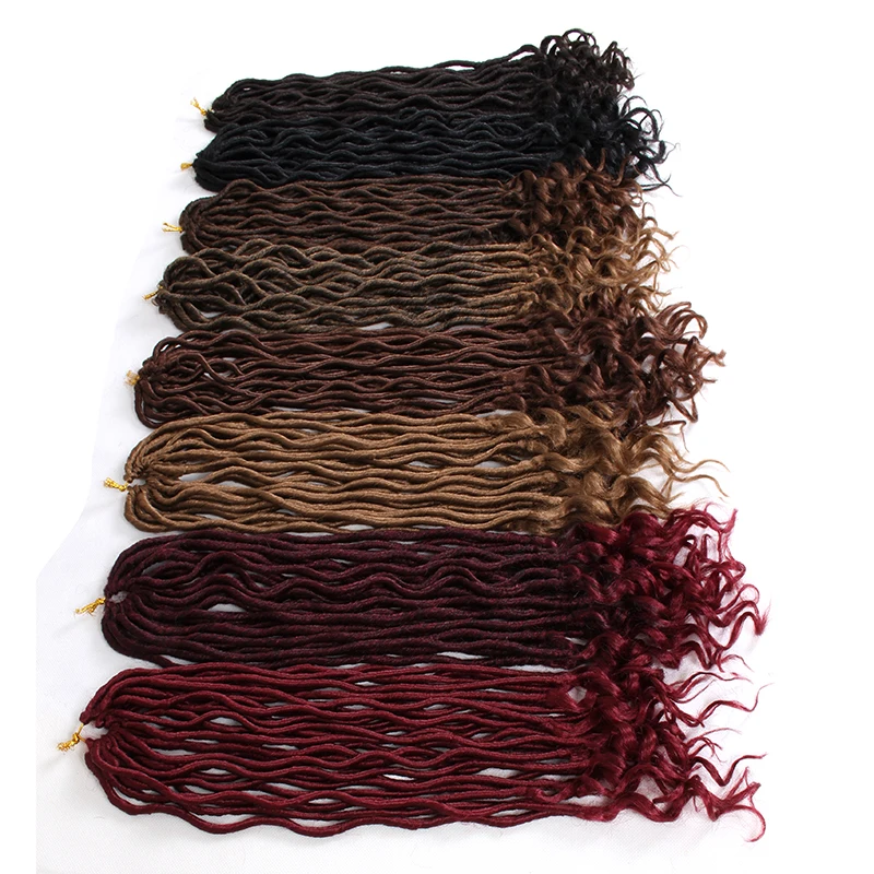 

Eunice Faux Locs Curly Ends Crochet Braids Hair 20" 22strand/pack Long And Medium Size Crochet Synthetic Braiding Hair