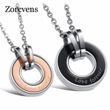 Zorcvens aço inoxidável requintado amor para sempre casal pingente colar para homem e mulher