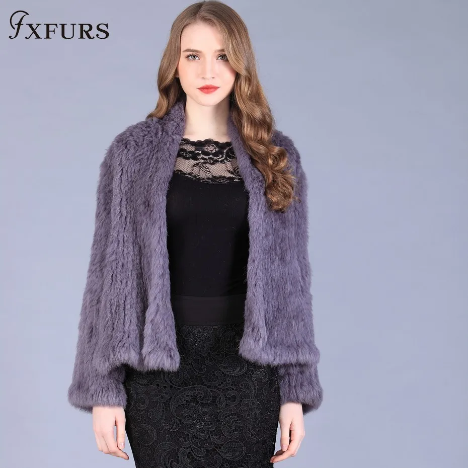 

FXFURS 2019 Genuine Rabbit Fur Coat Fashion Fur Jackets Winter Warm Rabbit Outwear Fur Cardigan Women Style
