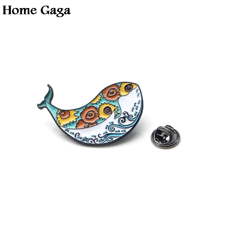 Homegaga Ван Гог Кит Акула Подсолнух Цинковый галстук штыри рюкзак одежда