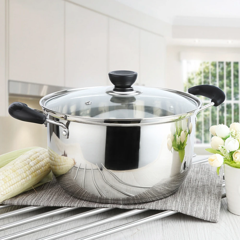 

Stainless Steel pot 1.5L-4L Double Bottom Soup Pot Nonmagnetic Cooking Multi-purpose Cookware Non-stick Pan general use
