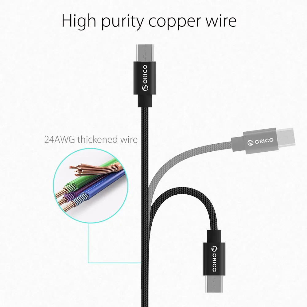 Кабель Micro USB ORICO 2.4A нейлоновый кабель для быстрой зарядки и передачи данных