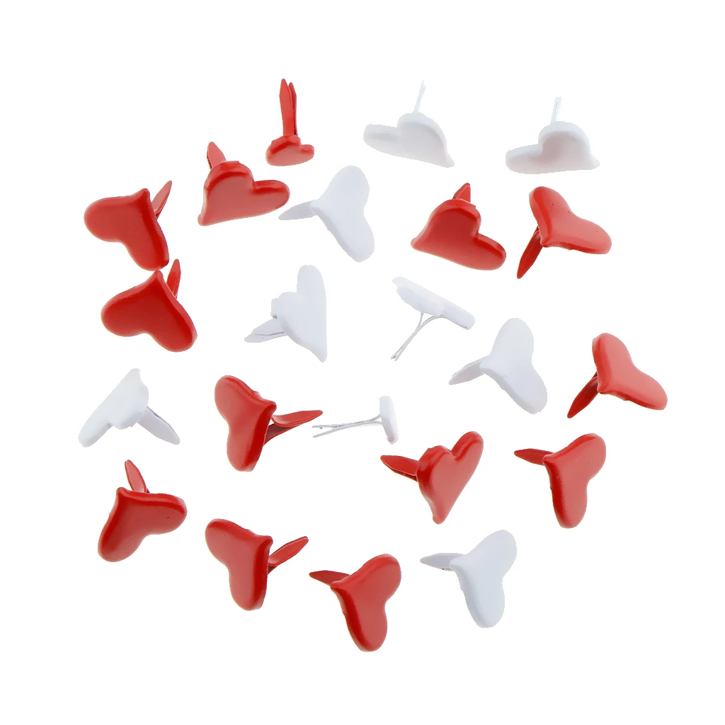 200pcs Heart Flower Metal Brads Paper Fasteners Embellishment for Scrapbooking Decoration Kids Craft