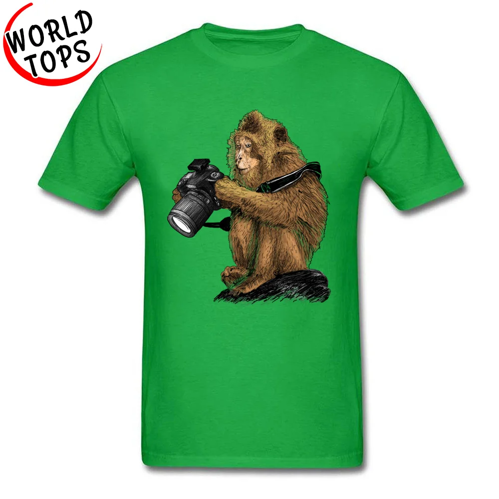 Casual Top T-shirts Dominant Crewneck monkey photographer Cotton Mens Tops Tees Custom Short Sleeve Tee Shirt Top Quality monkey photographer green