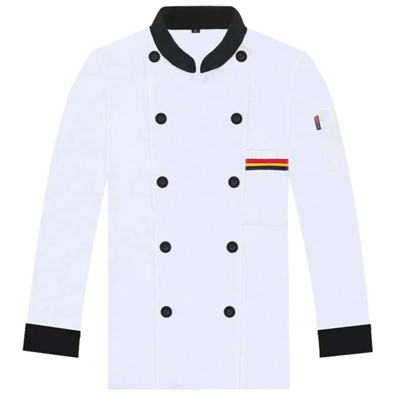 Десять Кнопки Куртка поварская унисекс с длинным рукавом форма шеф-повара макет корректирующие Топы Плита работы Костюмы