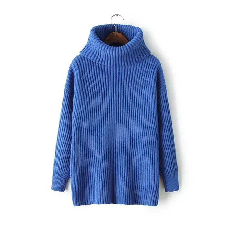 

2018 Autumn Winter Women Sweater Female Knitted Pullover Loose turtleneck Sleeve Lady Oversize Sweater