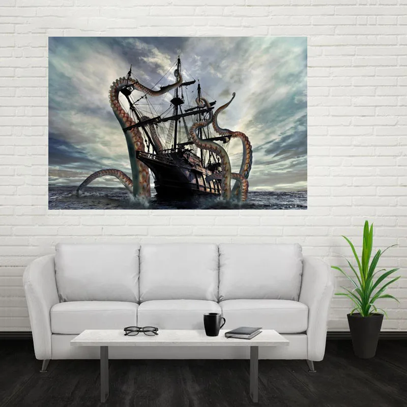 

Nice Octopus Poster Custom Canvas Poster Art Home Decoration Cloth Fabric Wall Poster Print Silk Fabric Print