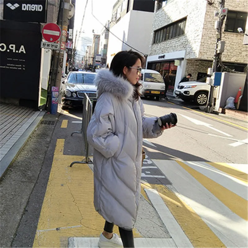 2018 New Oversized Coats Thick Winter Jacket Women Hooded Fur Collar Down Cotton Coat Long Jacket Female Parkas Mujer Maxi Coats