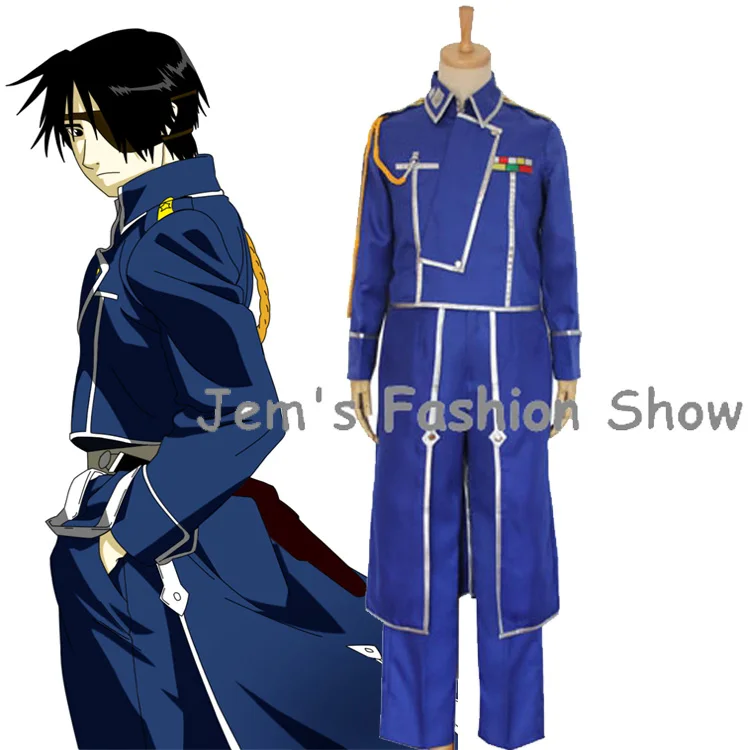 

Anime Fullmetal Alchemist Cosplay Roy Mustang Costumes Military Uniform Suit Coat + Pants + Apron