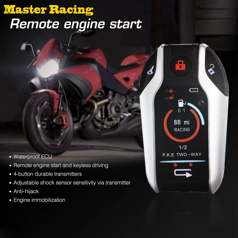 

2019 Two-way Motorcycle Anti-theft Alarm System Master Racing Remote Engine Start For Honda/Suzuki/Kawasaki/Yamaha Locating