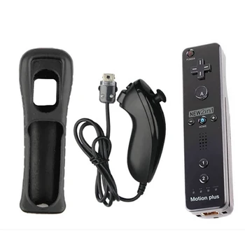 

2 in 1 Wireless Remote Controller for Nunchuk Nintendo Wii Console Built-in Motion Plus Gamepad with Silicone Case Motion Sensor