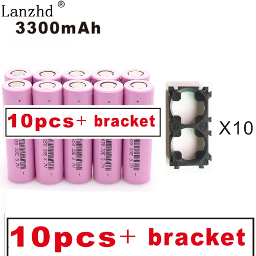 1-10PCS 18650 Batteries 3.7V Li ion 3300mAh 30A 18650VTC7 18650 battery and fixed bracket 18650 Holder with Splicing Bracket - Цвет: 10PCS and fixed