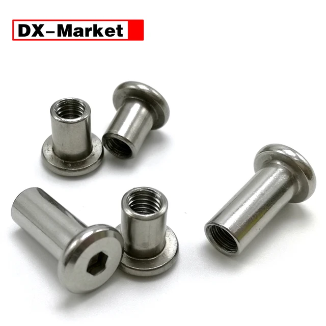 M6*10 , 20pcs stainless steel female end nuts , sus304 hex flat screw