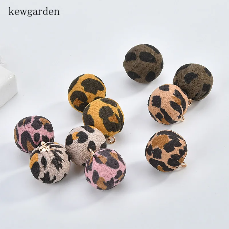 

Kewgarden Silk Rings Leopard Print Pendant Handmade Small Ball DIY Bowknot Accessories Earrings Necklace 2cm 10pcs/set