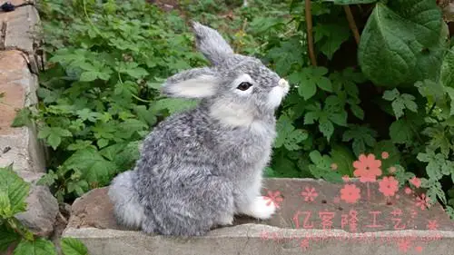 

simulation rabbit 17x18cm model,polyethylene&furs gray rabbit toy,home decoration toy Xmas gift w4244
