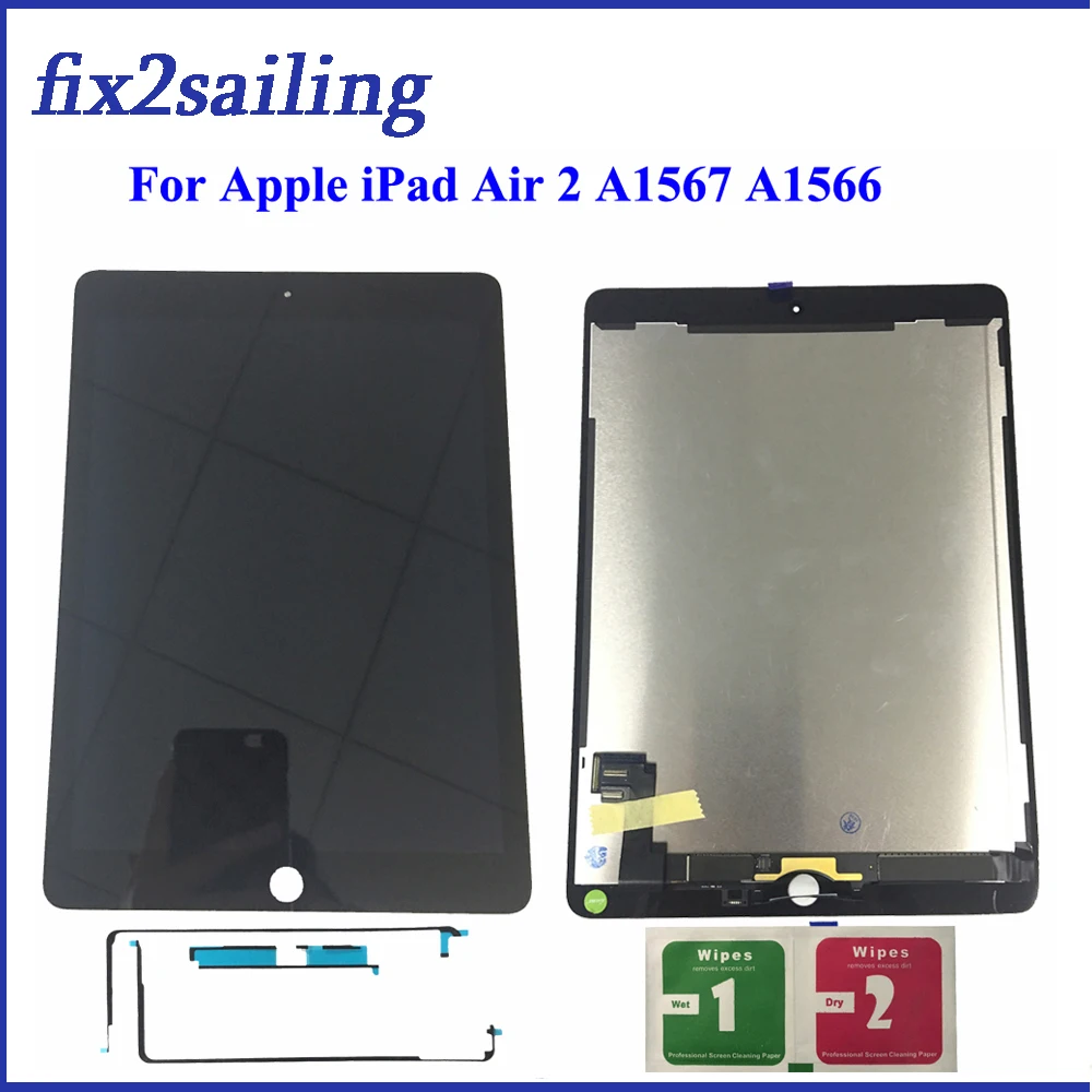 

Full Lcds For Apple iPad 6 Air 2 A1567 A1566 9.7'' 100% New Grade LCD Display Touch Screen Digitizer Assembly Replacement