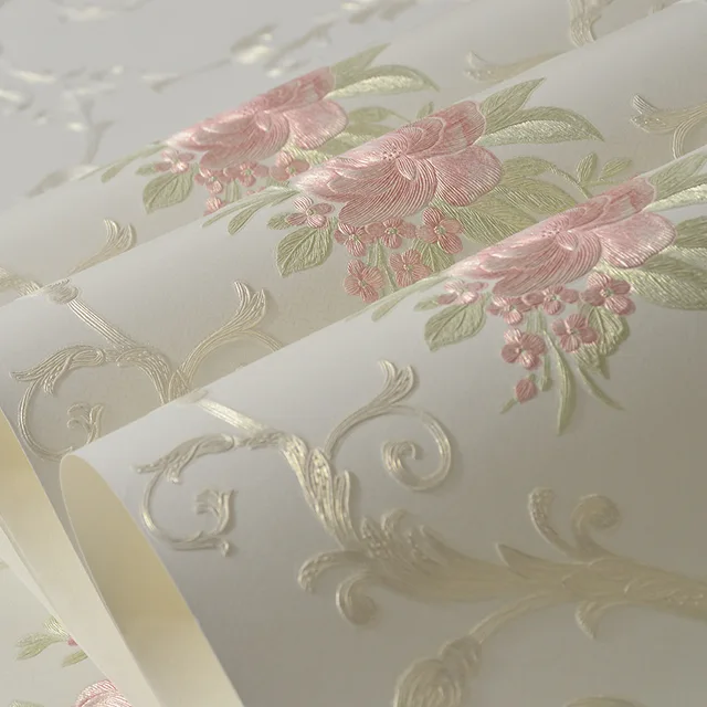 beibehang fabric 3d garden wall paper roll Vintage Luxury Damask Wall