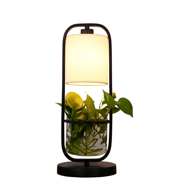 

T Fashion Creative Loft Warm Iron Table Lamps Retro Plant Vase Lighting For Bedroom Foyer Hotel Home With LED Bulb