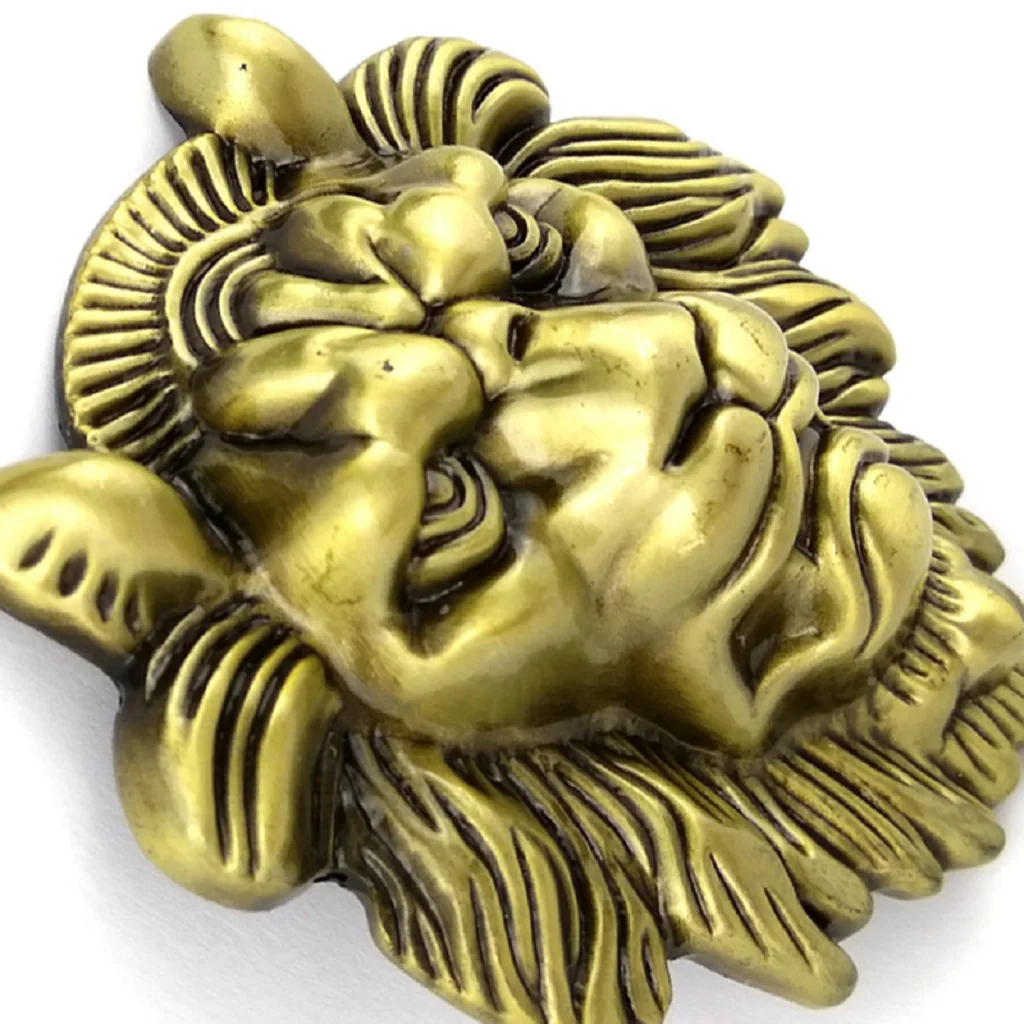 Vintage Gold 3D Wild Lion Head Belt Buckle Western Cowboy Men's Clothing Accessories Fashion Jeans Buckle for Boys Men