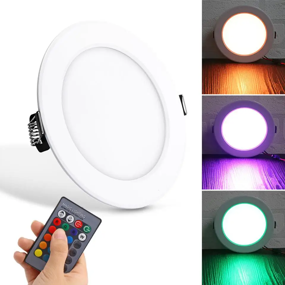 

Dragonpad 10W RGB Ceiling Lamp 85-265V 7Colors Change Romote Control Downlight