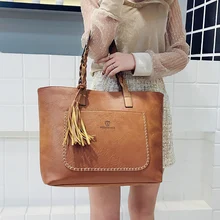 Модная женская сумка из искусственной кожи, сумки с кисточками, женские большие сумки, роскошные дизайнерские сумки высокого качества, винтажная сумка на плечо