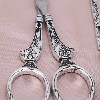 

Sewing Scissors Set Vintage Embroidery Tool Alloy Awl Threader Thimble Needle Case Kit TSH Shop