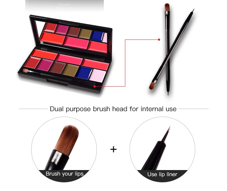Paleta de Batom com Uma Maquiagem de Longa Pudaier Profissional Moda Cores Pintura Lábios Duração Vermelho Roxo Branco 2021 9 3 Brilho labial