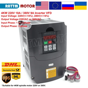 

4KW 220V or 380V inverter VFD 3 phase Output Frequency Converter Adjustable Speed 400Hz 18A/9A Speed control