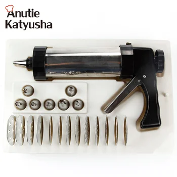 

1 Set Cookie Press Kit Gun Machine Cookie Making Cake Decoration With13 Press Molds & 8 Pastry Piping Nozzles Cookie Tools