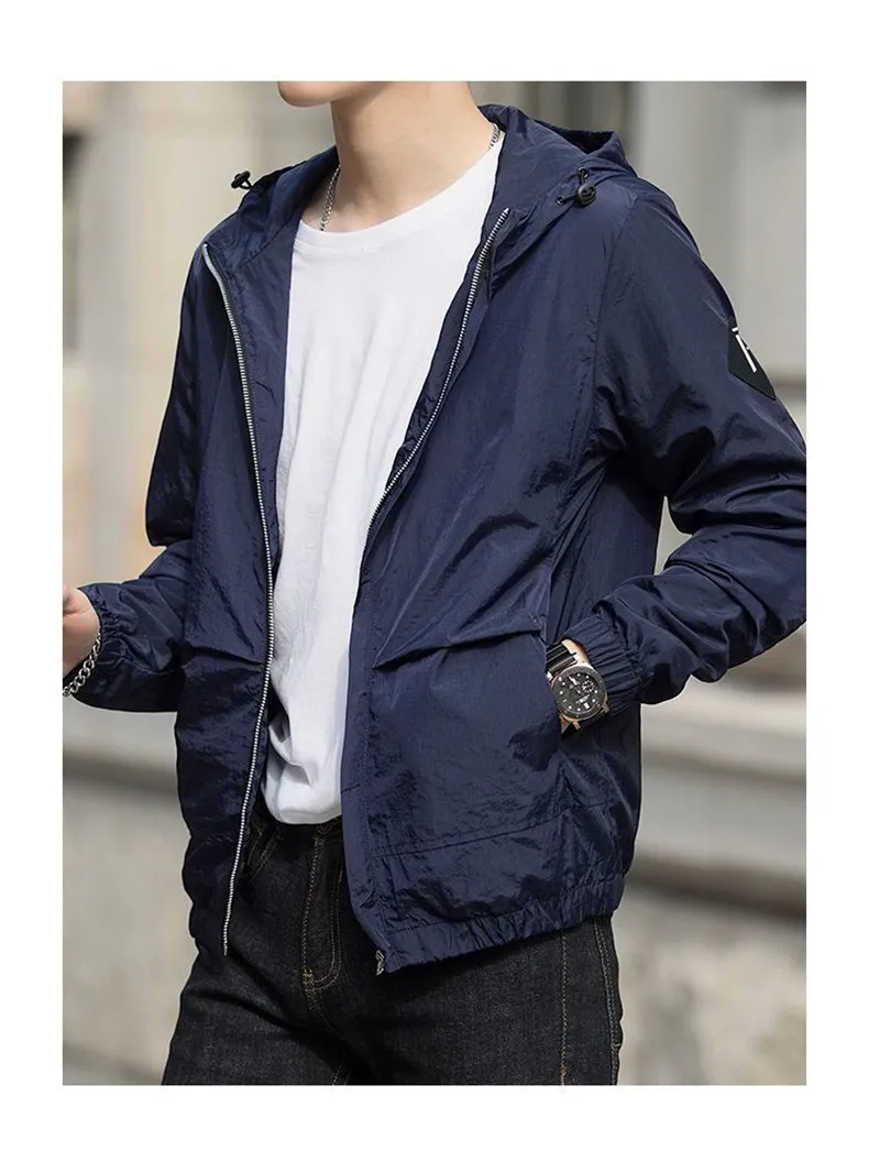 2019 Autumn Mens Jackets Windbreaker Jacket Coat Male Hooded Collar Lightweight Jacket Men Fashion INS Style Brand MuLS Fit 4XL 05
