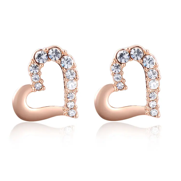 Стад Серьги Half горный хрусталь сердце серьги Для женщин уха шпильки
