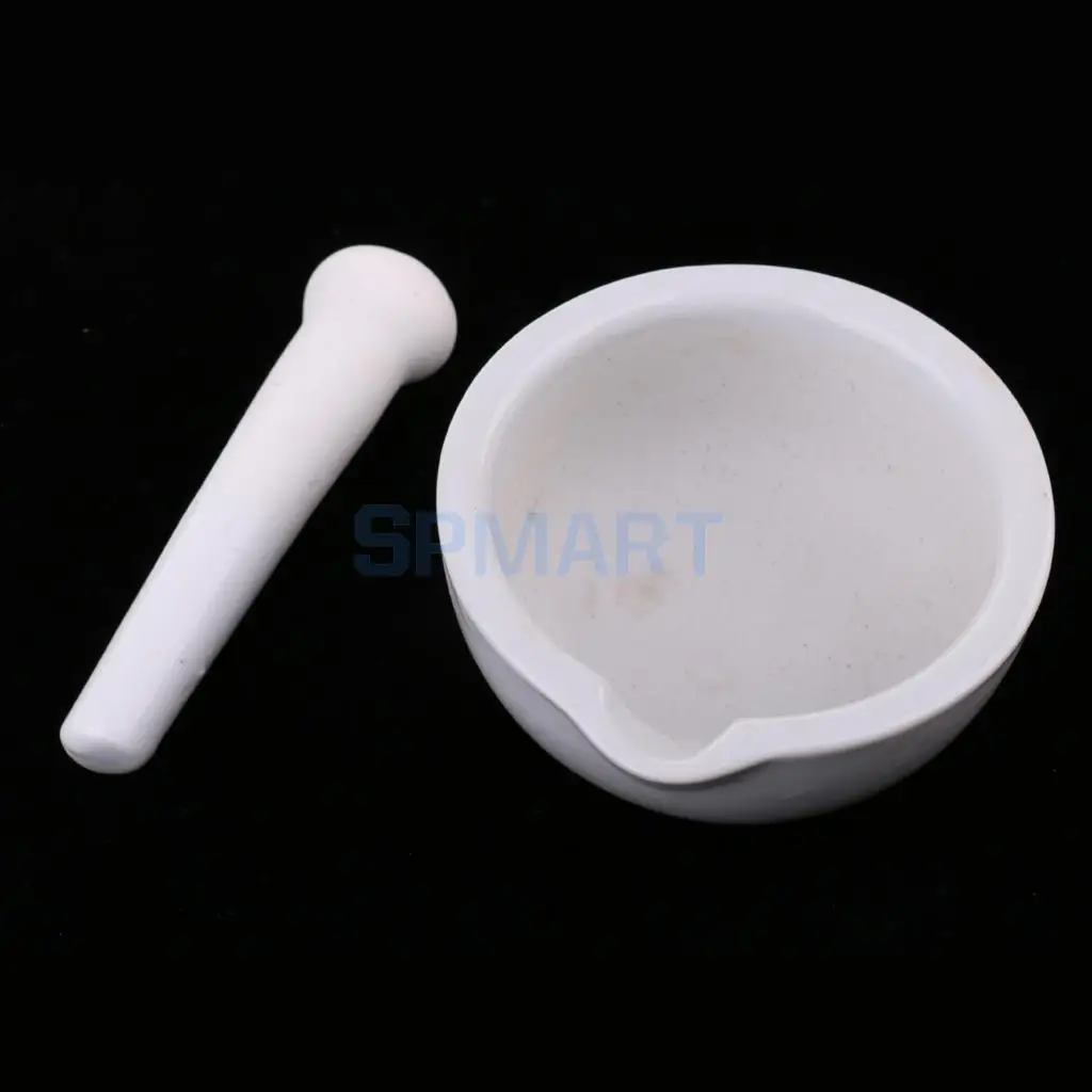Porcelain Mortar & Pestle Mixing Grinding Bowl Set Herbs Spices Grinder Laboratory Supplies 90mm