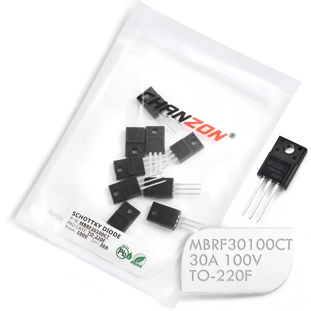 

(10 Pcs) MBRF30100CT Schottky Barrier Rectifier Diodes 30A 100V TO-220F (ITO-220AB) 30 Amp 100 Volt MBRF30100 CT