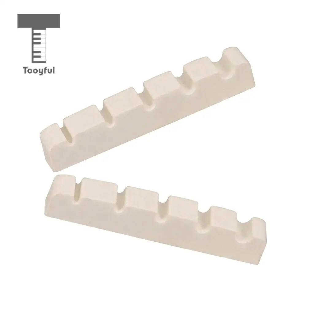 Tooyful Durable 2pcs Plastic Bass Replacement Slotted Nut White for 5 String Electric Bass Accessory