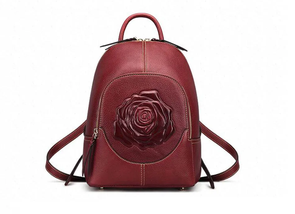 SUWERER, рюкзак из натуральной кожи, женский роскошный рюкзак, женские сумки с тиснением розы, дизайнерские сумки, женский рюкзак, модная сумка