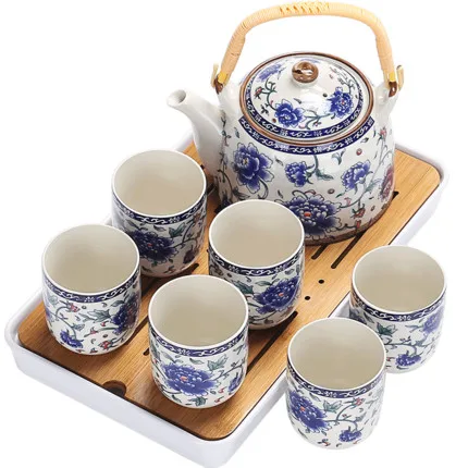

Large Capacity Chinese Style Beam Teapot Teacups Full Set Of Simple Kung Fu Small Tea Table Bamboo Tea Tray Home