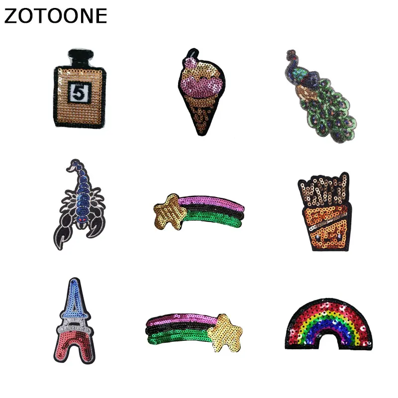 

ZOTOONE Perfume Patches Sequin Stickers Crown Iron on Clothes Heat Transfer Applique Embroidered Applications Cloth Fabric G