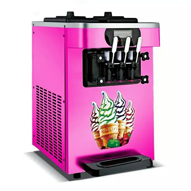 Коммерческий настольный мини Мягкий торговый автомат для мороженого 3 ароматы мороженого с красочной нержавеющей стали