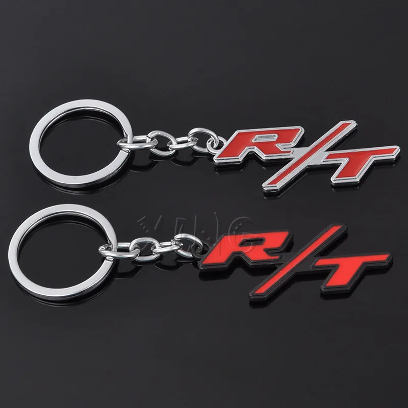 Black AllRing 3D Car Logo Keyring Double Sided Alloy Metal Car Key Chain Accessory for Dodge