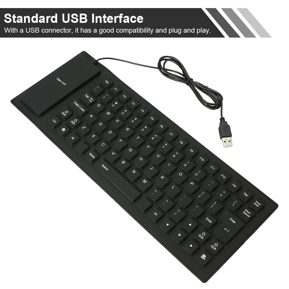 85 Keys USB Wired Keyboard Flexible Keyboard USB Interface Foldable and