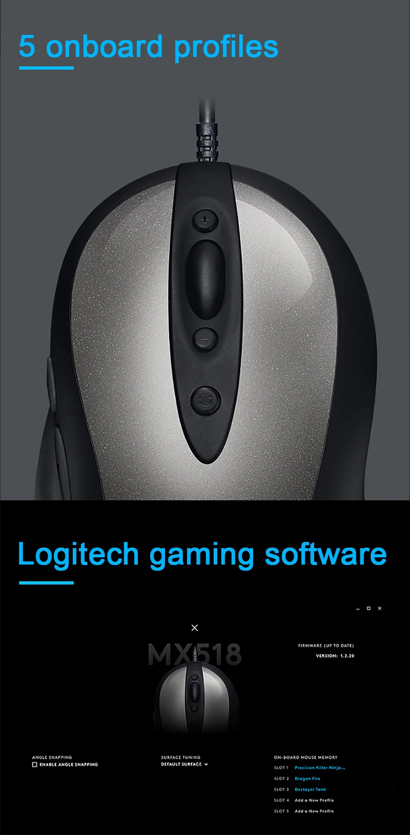 Оригинальная Классическая игровая мышь logitech MX518 LENDARY mouse Reborn с датчиком 100-16000 dpi HERO для всех геймеров