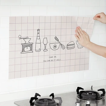 

75*45cm Various Aluminum Copper Waterproof Foil Sticker Oil Proof Kitchen Wall Paper Sheet Decal Decoration
