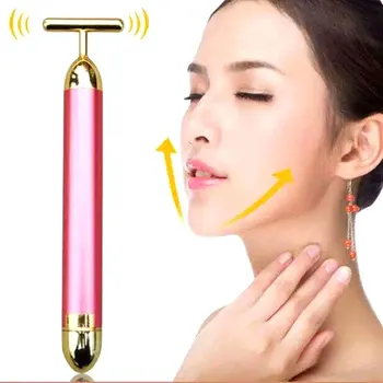 

24K Gold Beauty Stick Electric V Face Chin Cheek Lift Up Machine Facial Massage Tightening Slimming Anti Aging Wrinkle Whitening